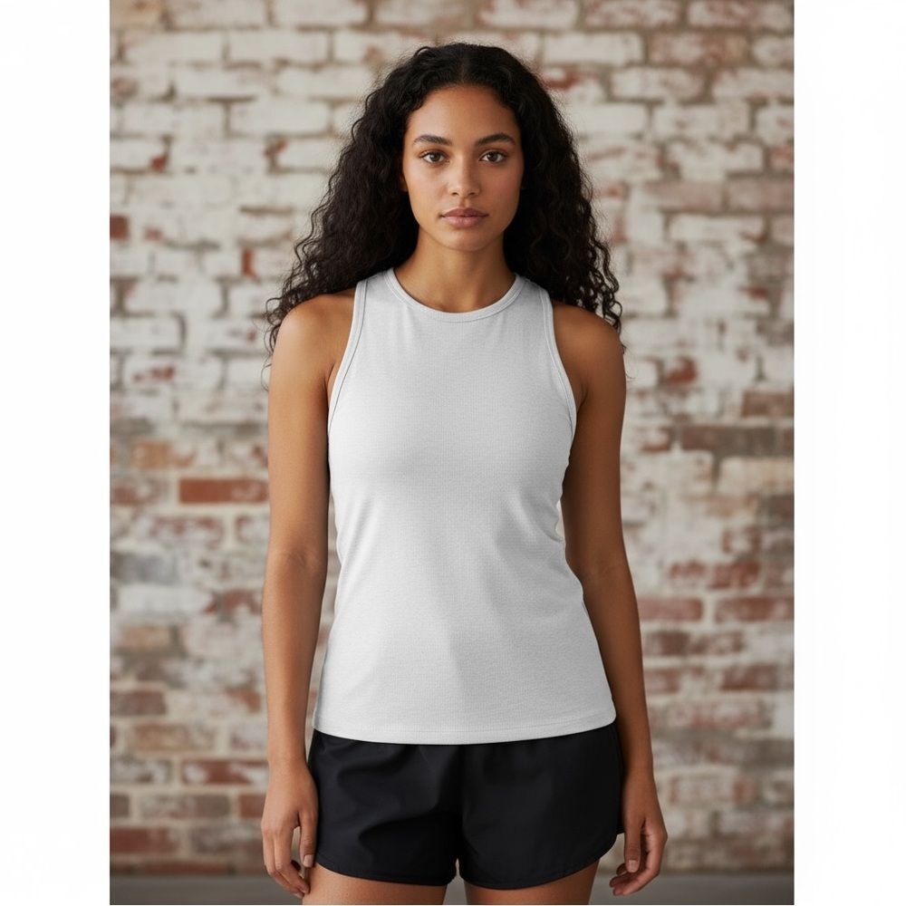Athleta Racerback Tank Top XXS Off White Grey Activewear Yoga Gym Workout Top